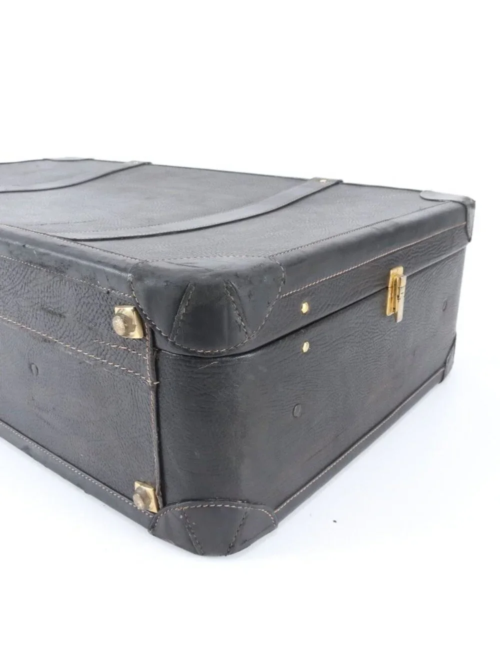 Gucci Vintage Leather Trunk Hardcase Bag Suitcase Black